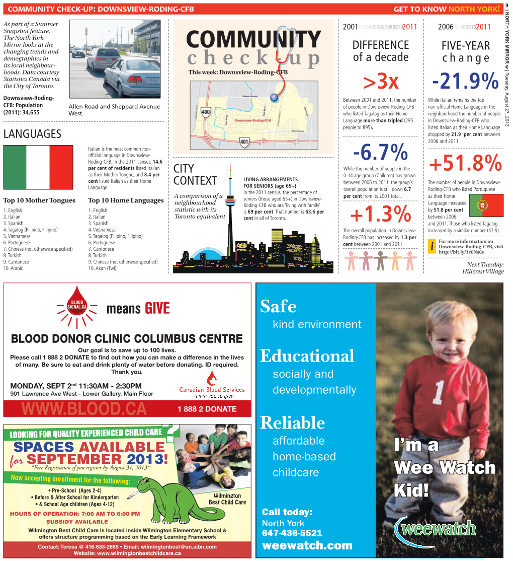 Community Check-Up: Downsview-Roding-Cfb Get to Know North York! | NORTH YORK MIRROR W |