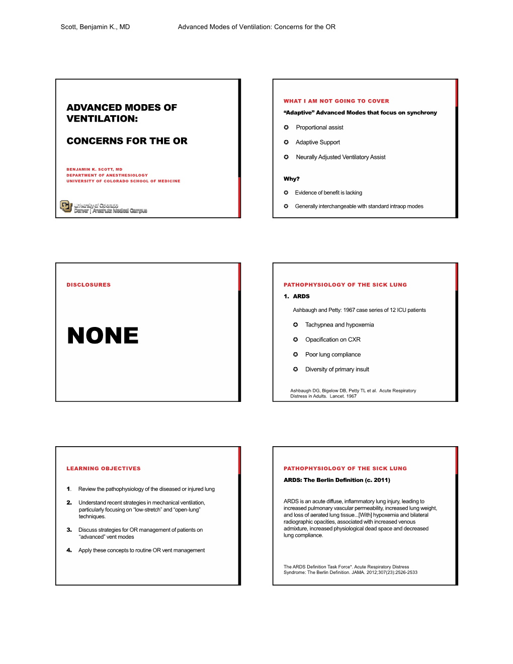 Advanced Modes of Ventilation: Concerns for the OR