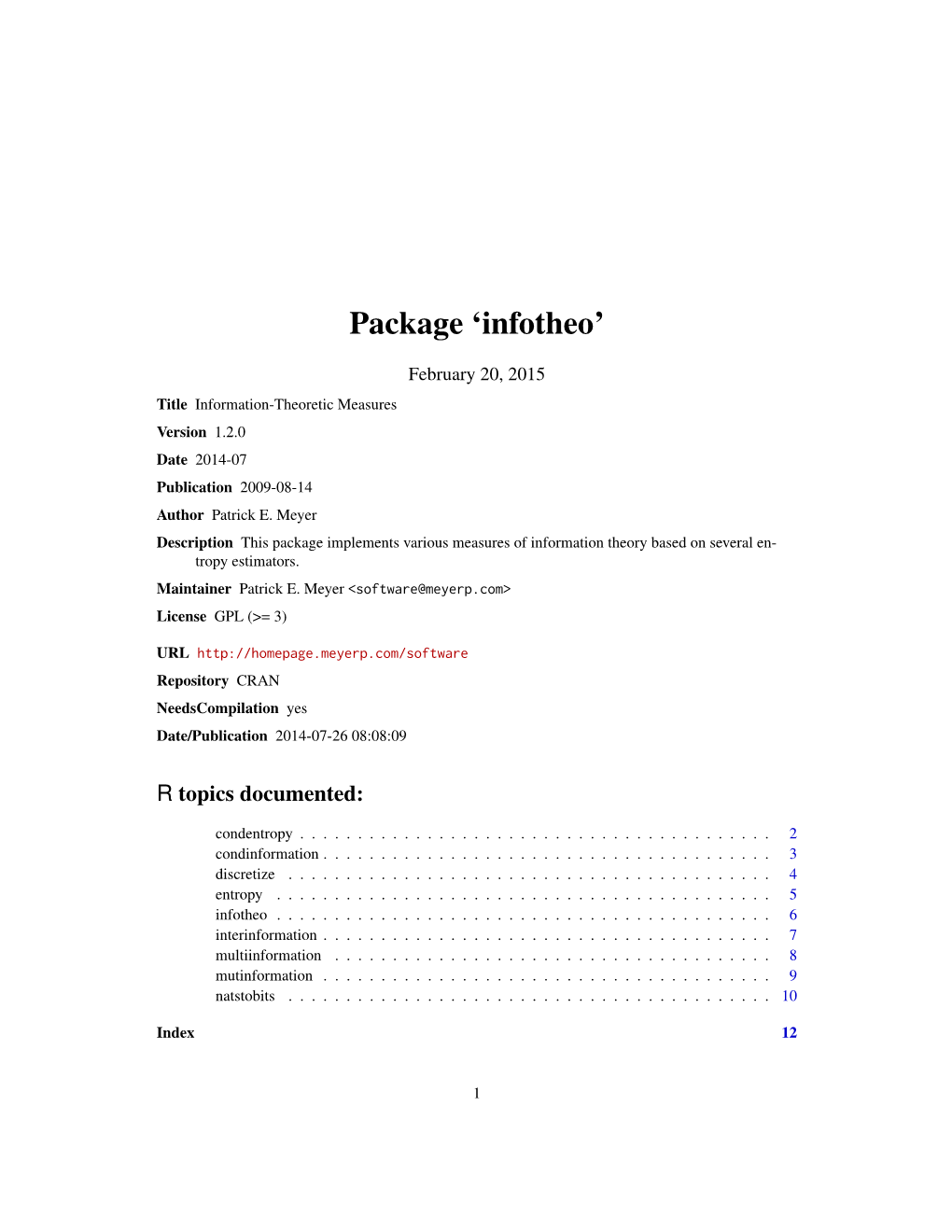 Package 'Infotheo'