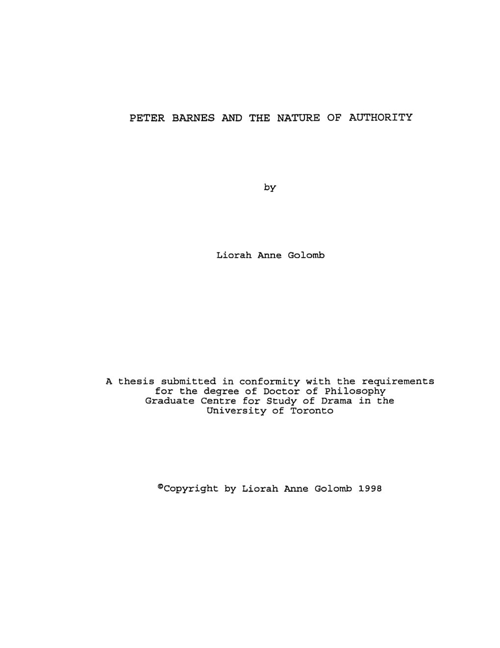 Peter Barnes and the Nature of Authority