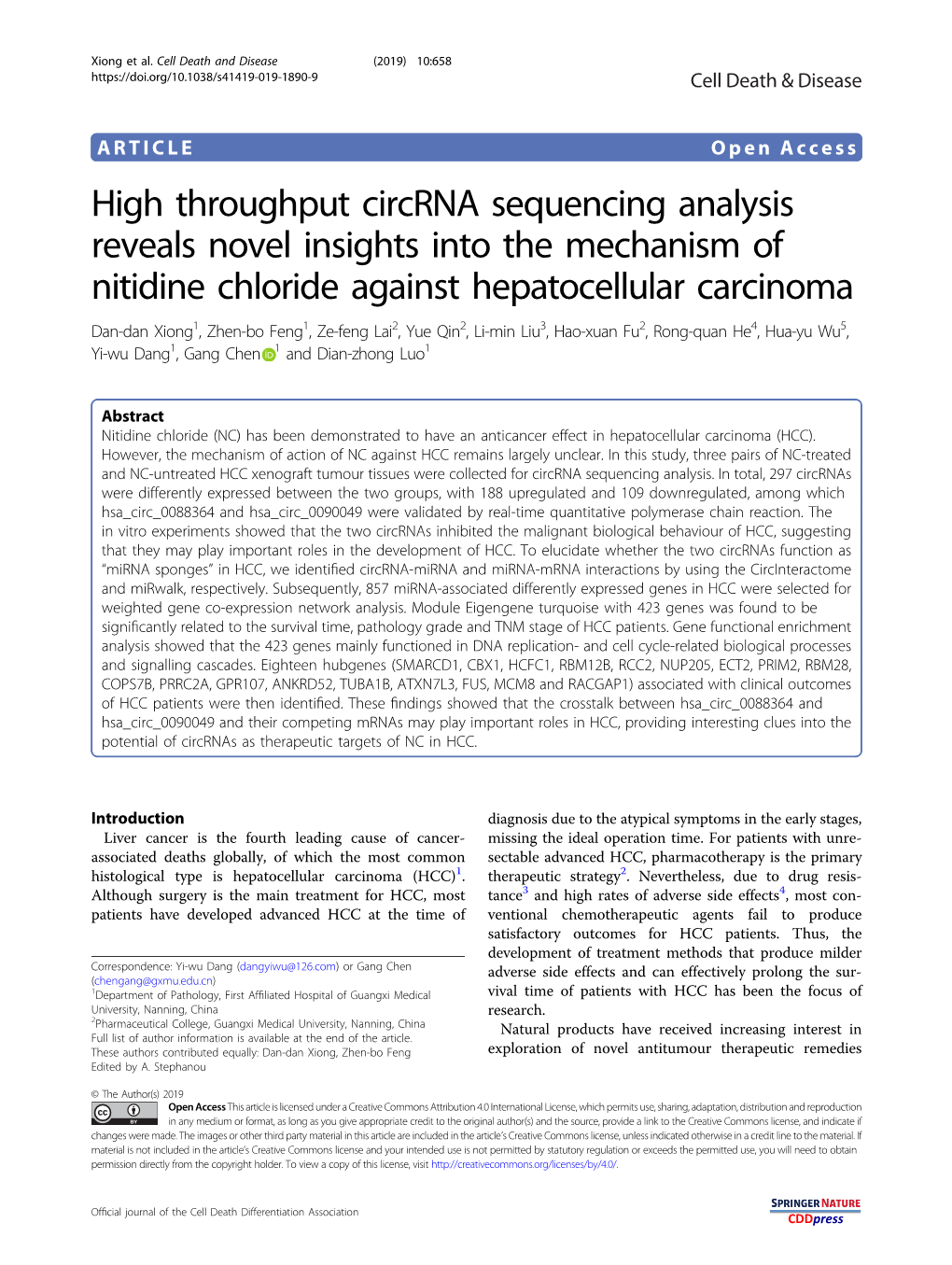 High Throughput Circrna Sequencing Analysis Reveals Novel Insights Into