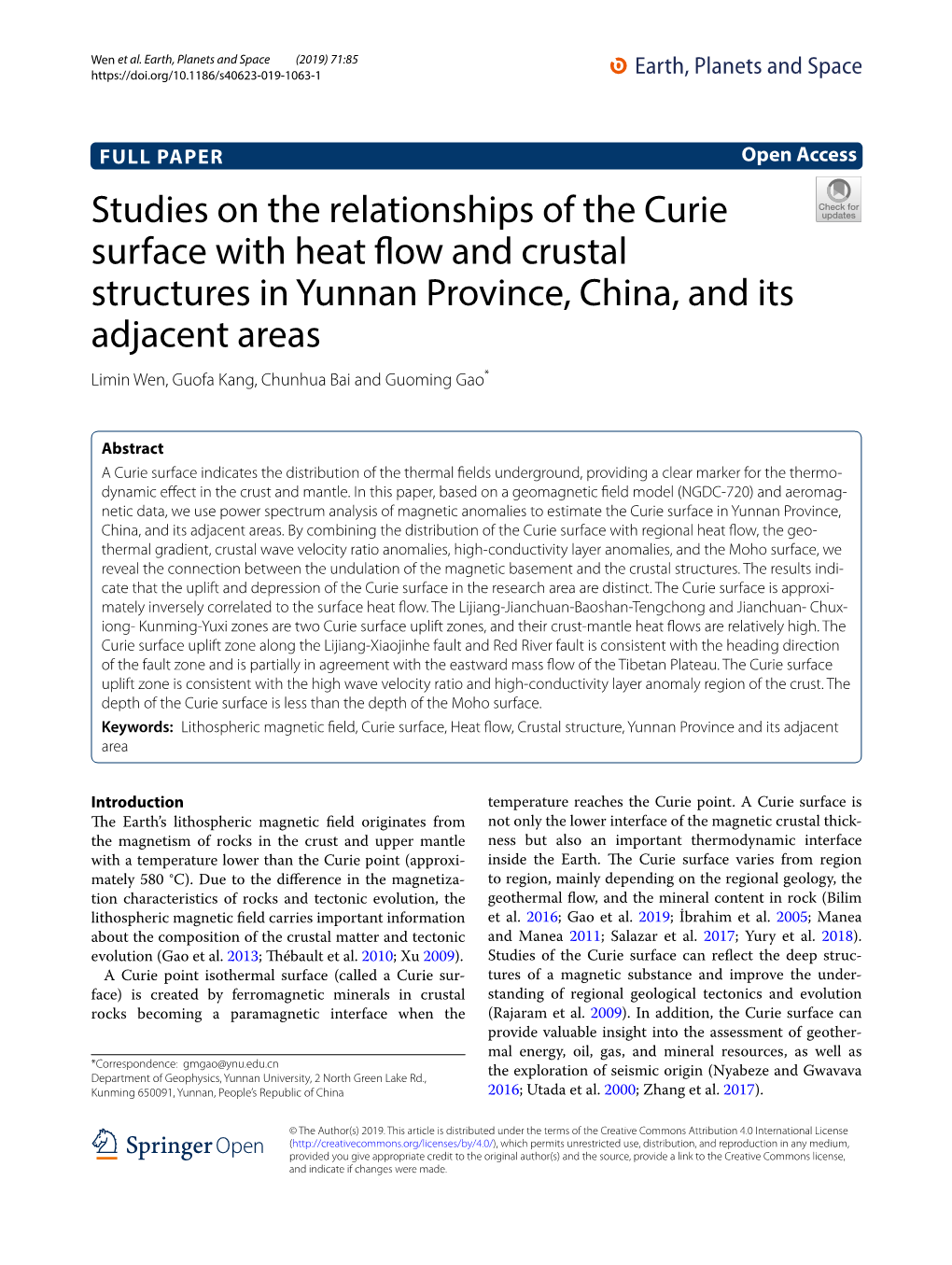 Studies on the Relationships of the Curie Surface with Heat Flow And