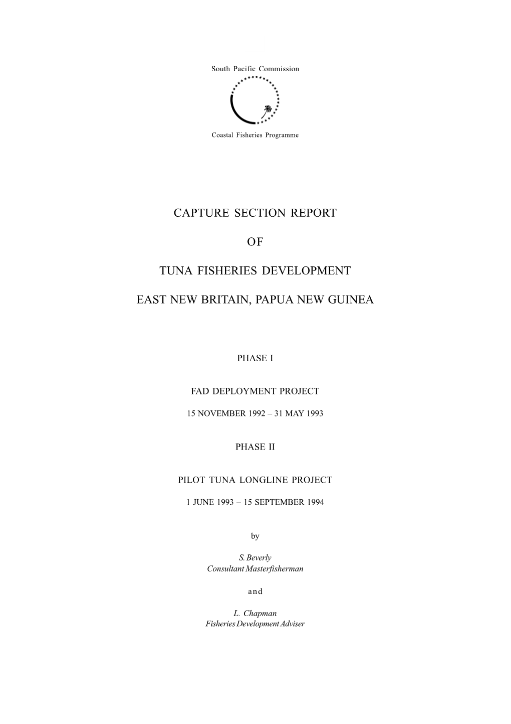 Capture Section Report of Tuna Fisheries Development East New