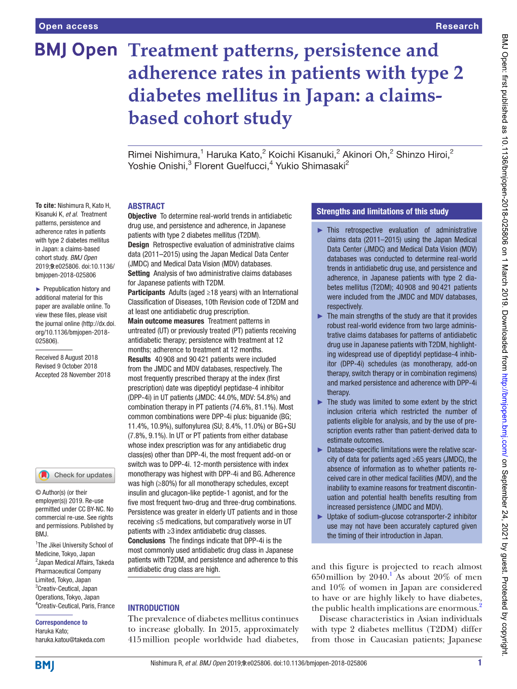 Treatment Patterns, Persistence and Adherence Rates in Patients with Type 2 Diabetes Mellitus in Japan: a Claims- Based Cohort Study