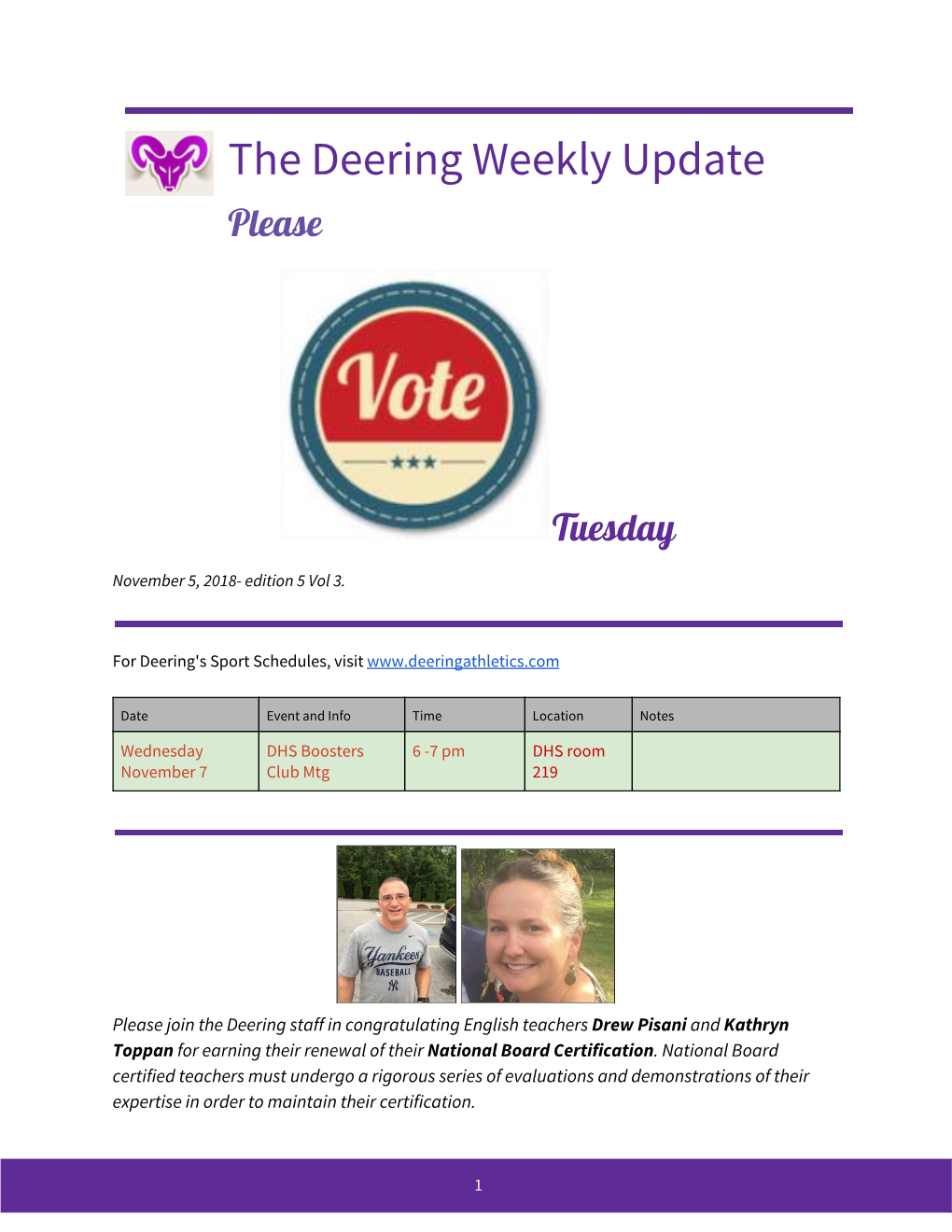 The Deering Weekly Update Please