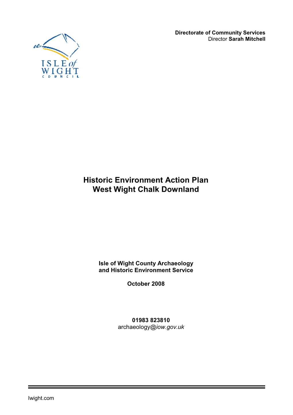 Historic Environment Action Plan West Wight Chalk Downland