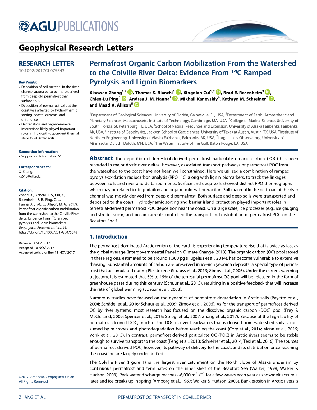 Permafrost Organic Carbon Mobilization from the Watershed to the Colville River Delta