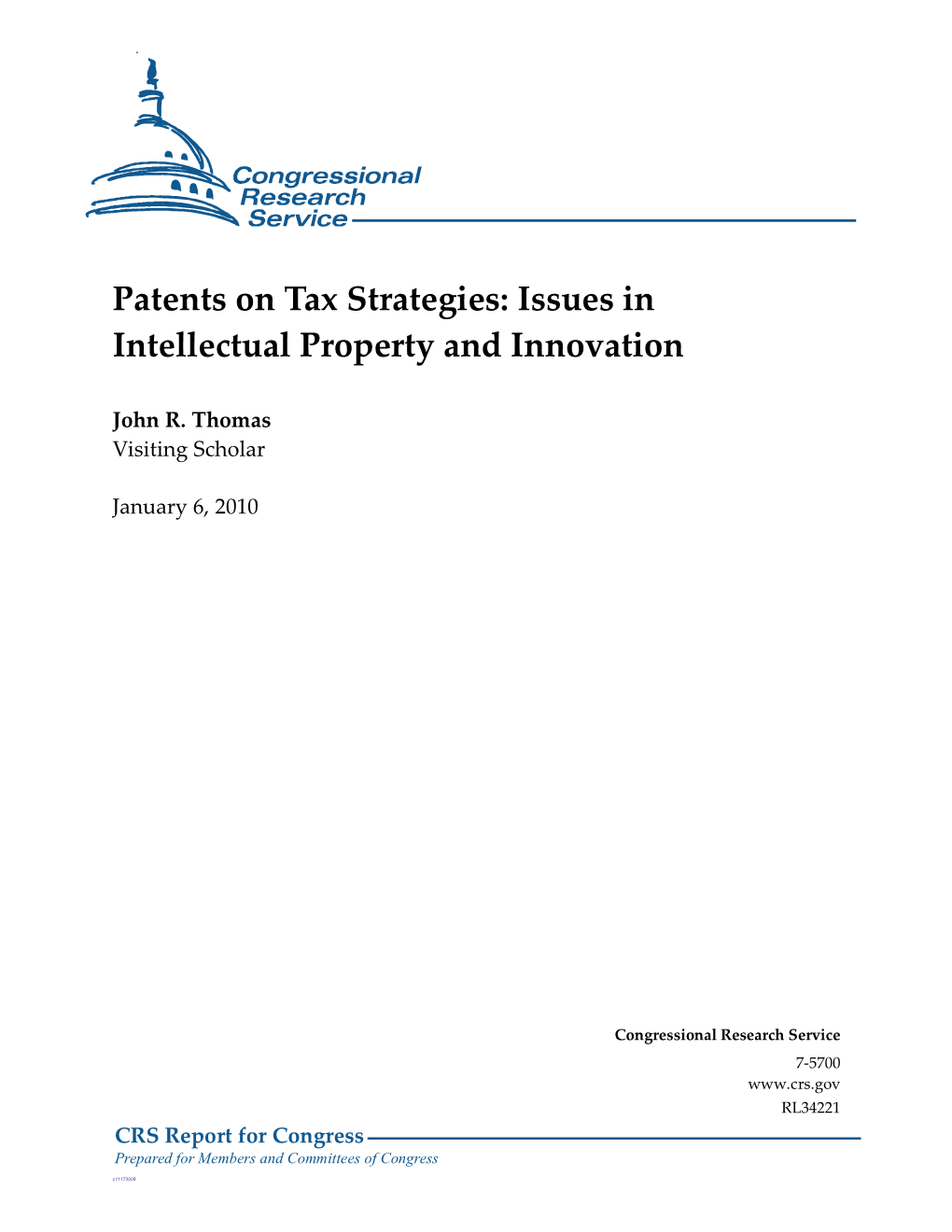Patents on Tax Strategies: Issues in Intellectual Property and Innovation