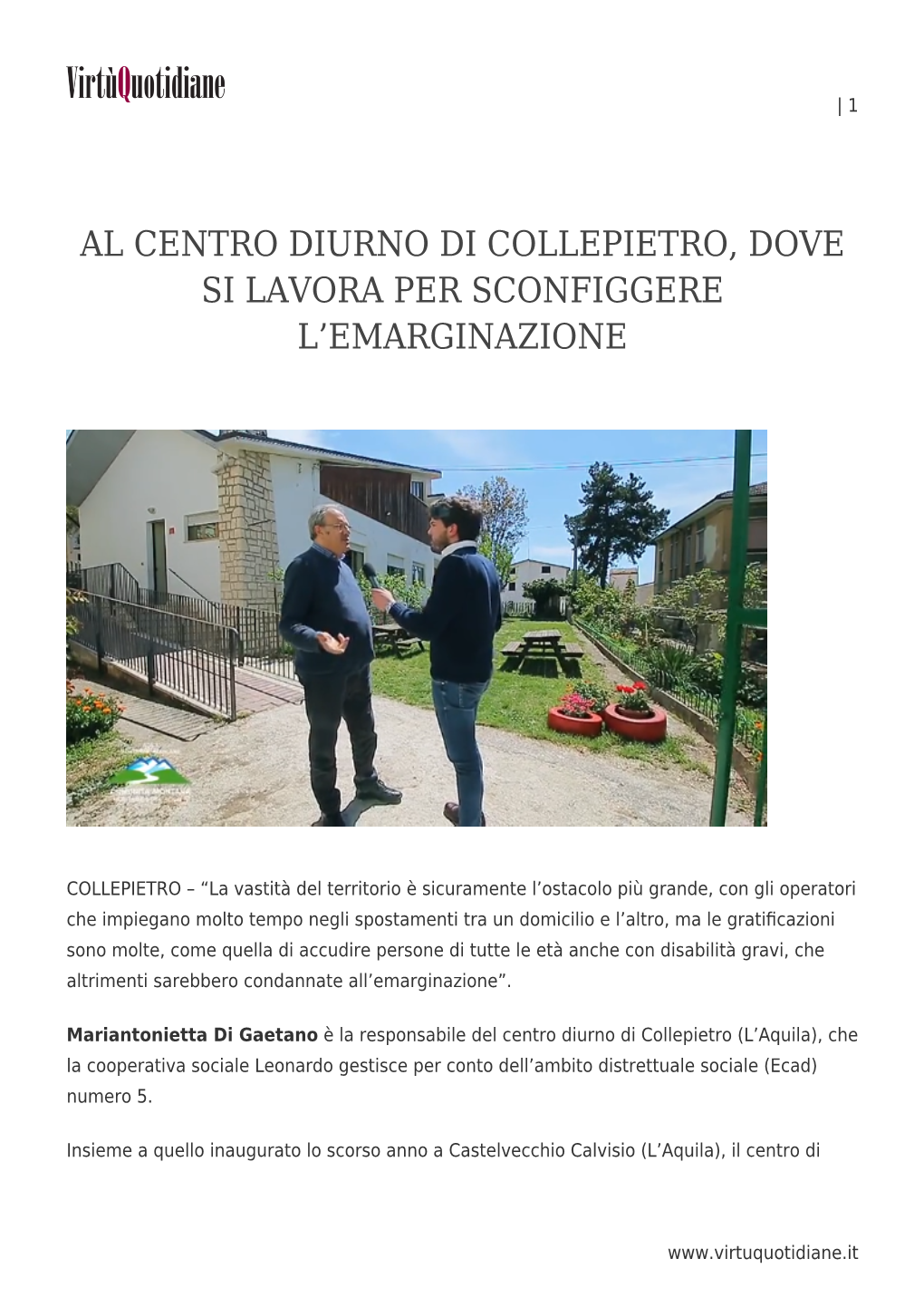 Al Centro Diurno Di Collepietro, Dove Si Lavora Per Sconfiggere L&#8217;Emarginazione