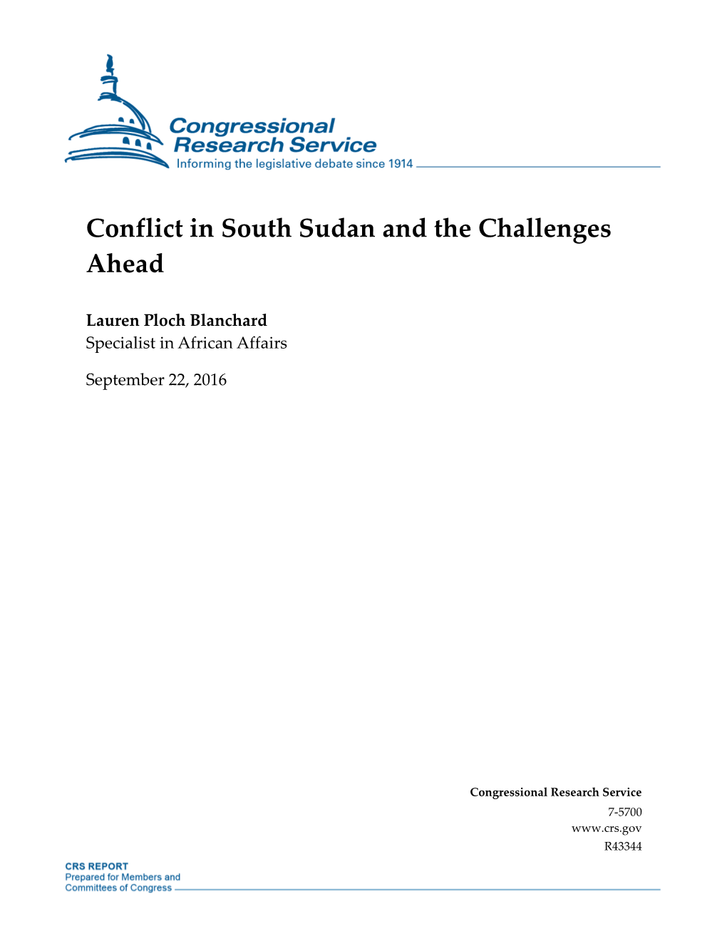 The Crisis in South Sudan