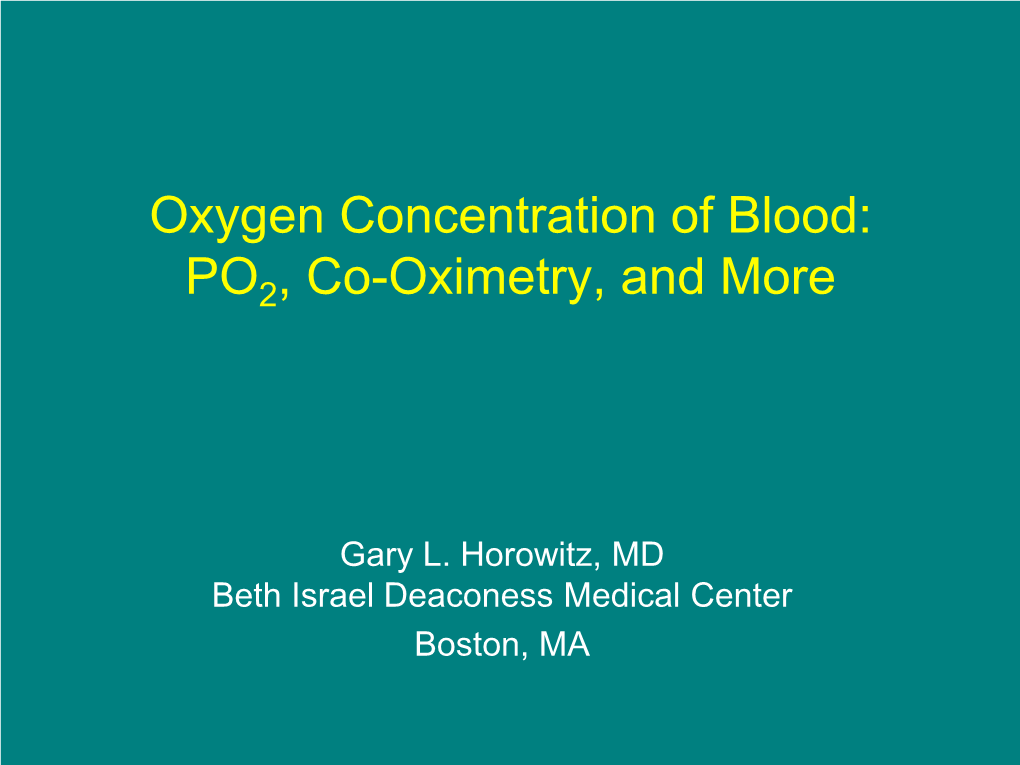 Oxygen Concentration of Blood: PO