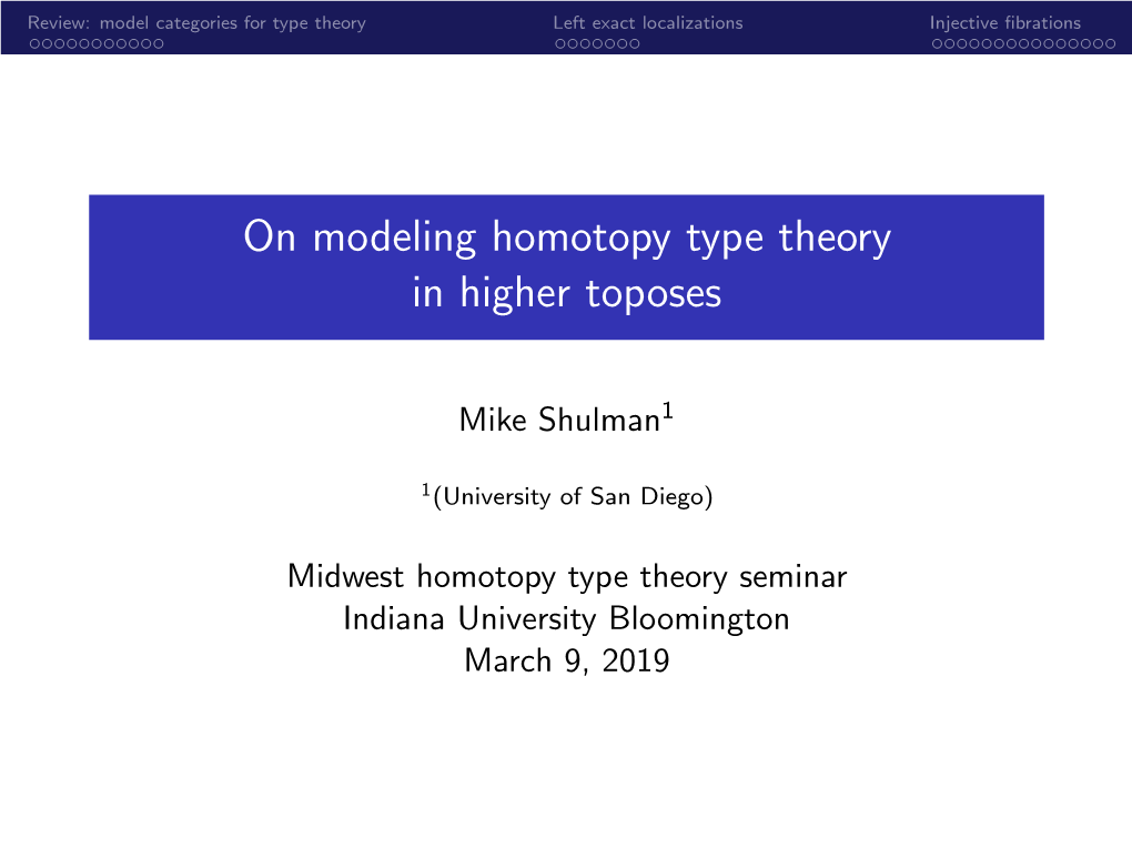 On Modeling Homotopy Type Theory in Higher Toposes