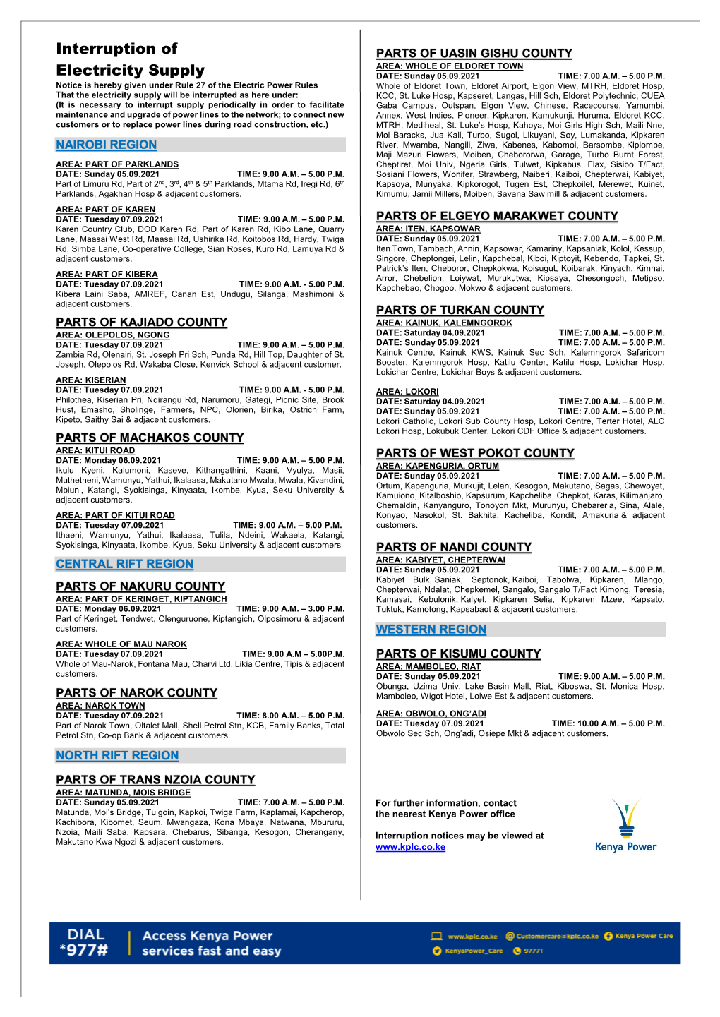 Interruption of Electricity Supply