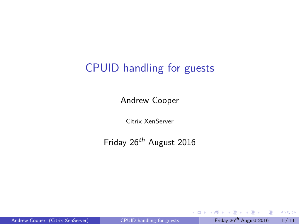 CPUID Handling for Guests