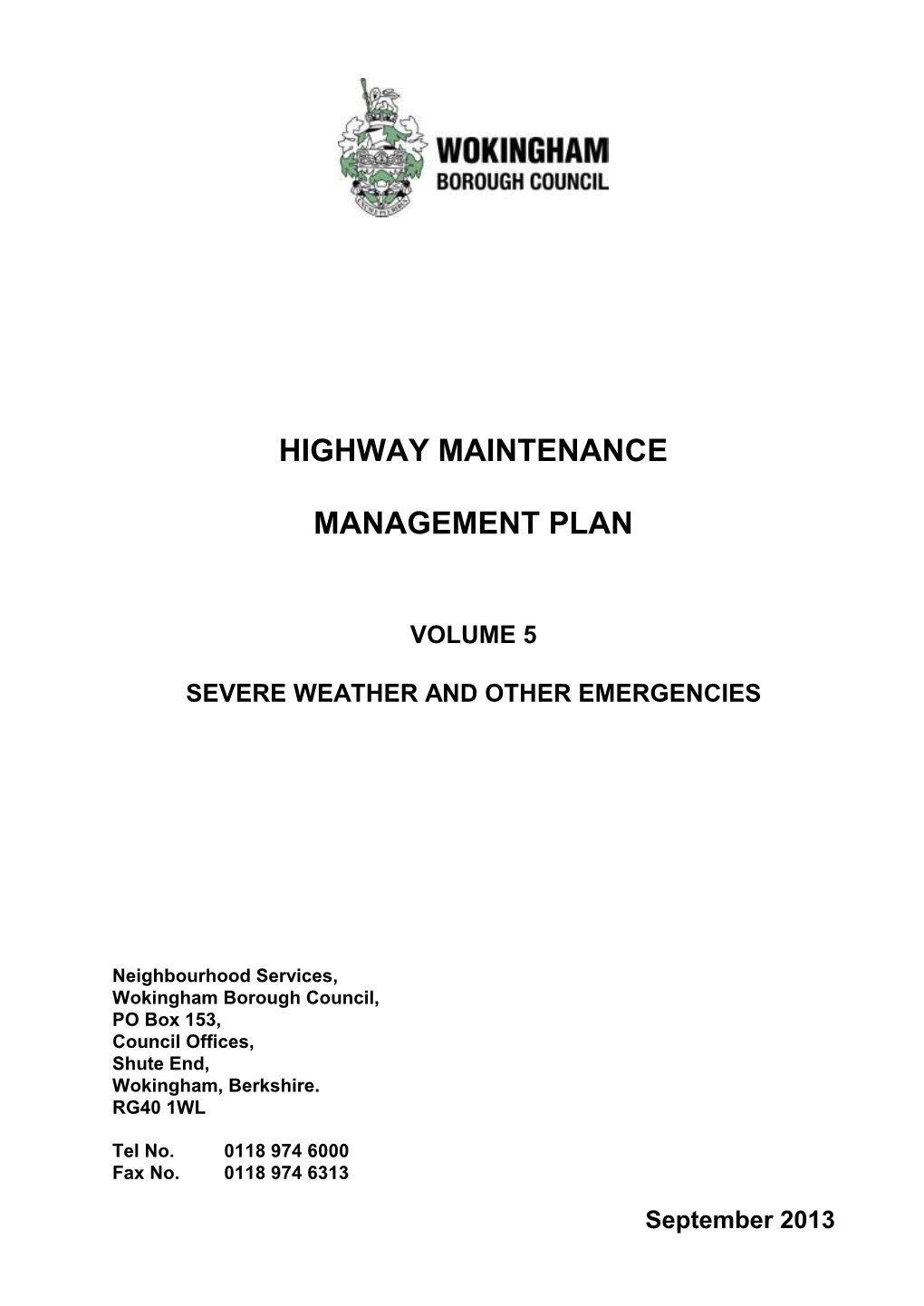 Volume 5 Severe Weather and Other Emergencies