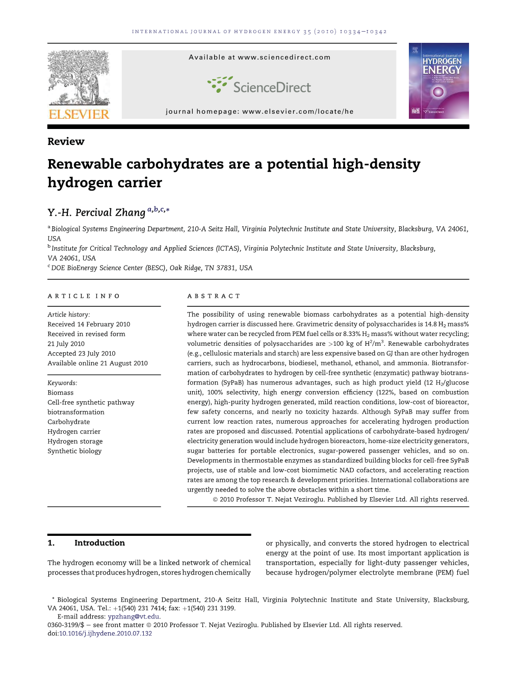 Renewable Carbohydrates Are a Potential High-Density Hydrogen Carrier