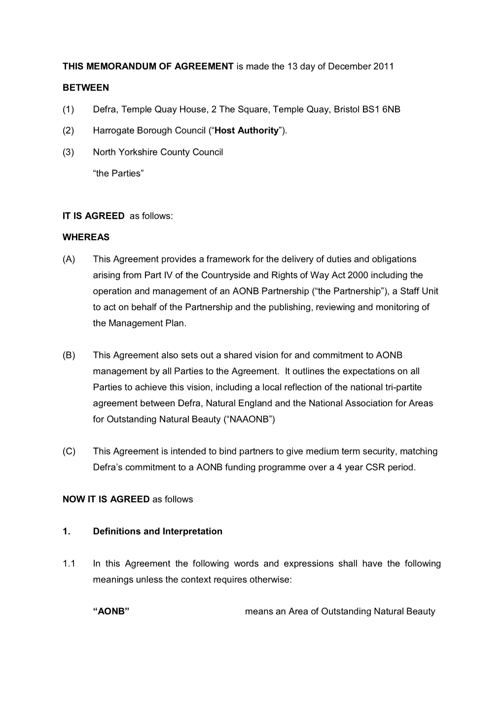 Nidderdale AONB SCHEDULE 2 PART 1 - STAFF UNIT STRUCTURE