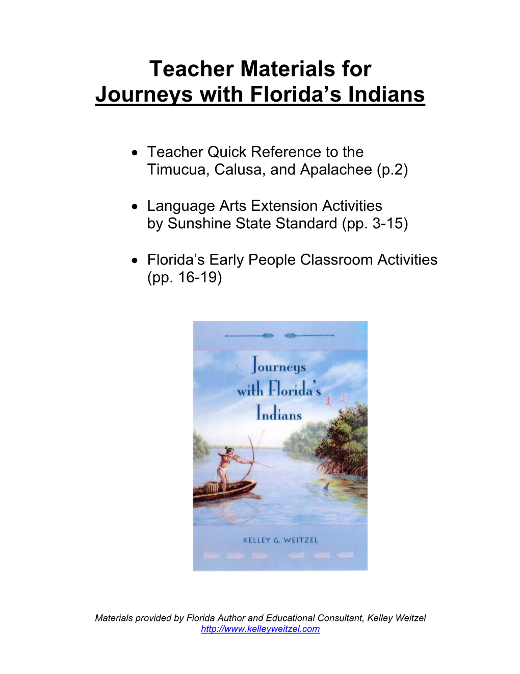 Teacher Materials for Journeys with Florida's Indians