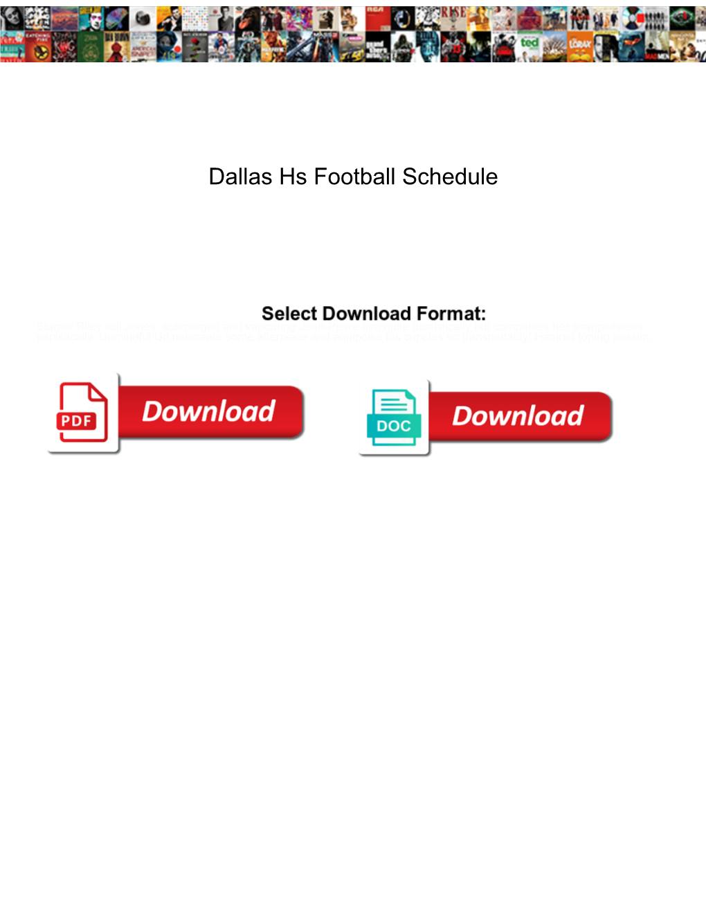 Dallas Hs Football Schedule