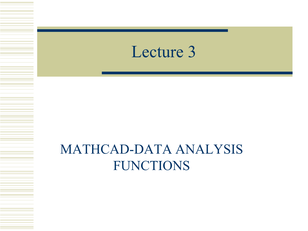 Chapter 26: Mathcad-Data Analysis Functions