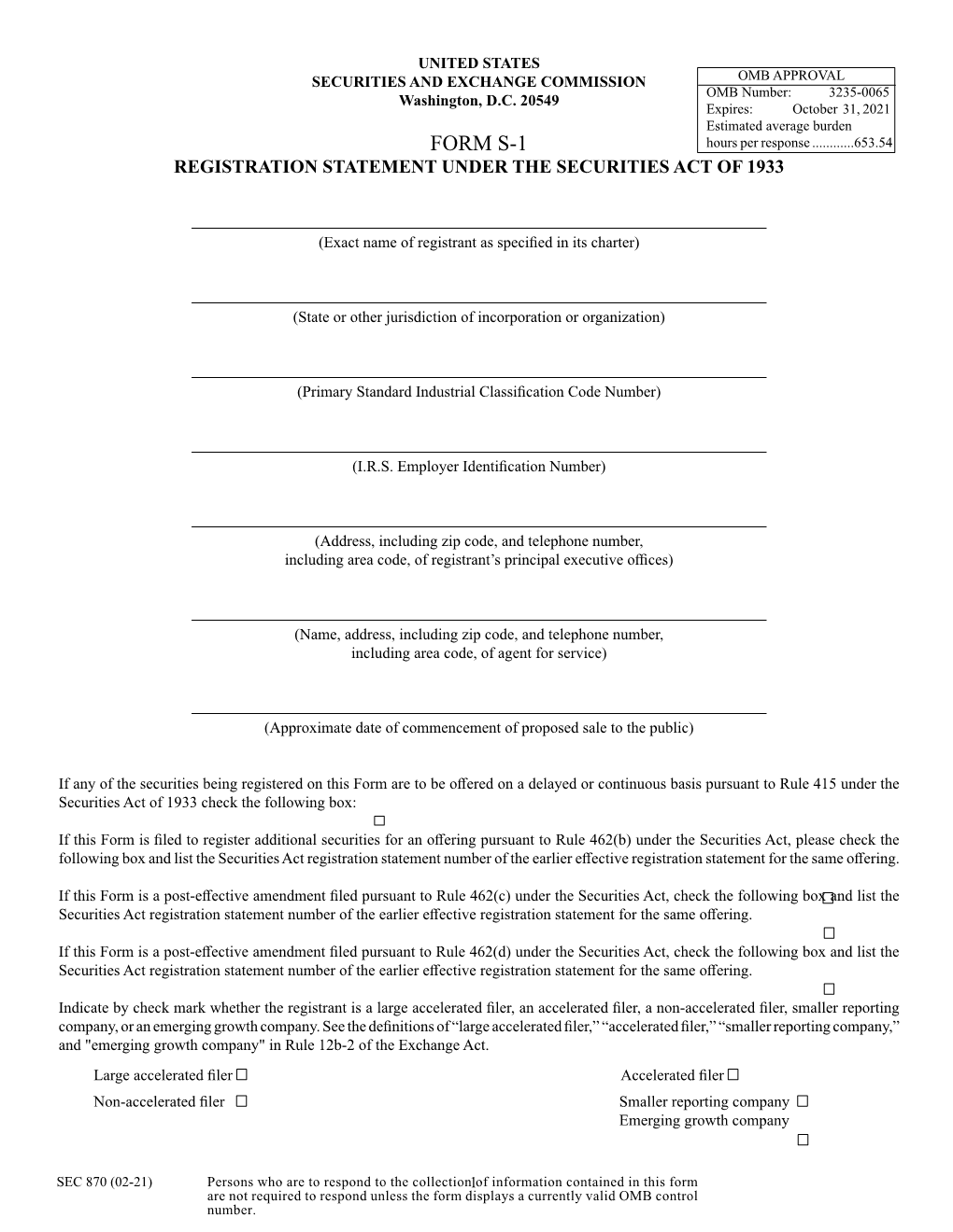 Registration Statement Under Securities Act of 1933