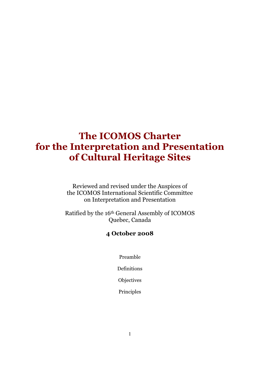 Charter for the Interpretation and Presentation of Cultural Heritage Sites