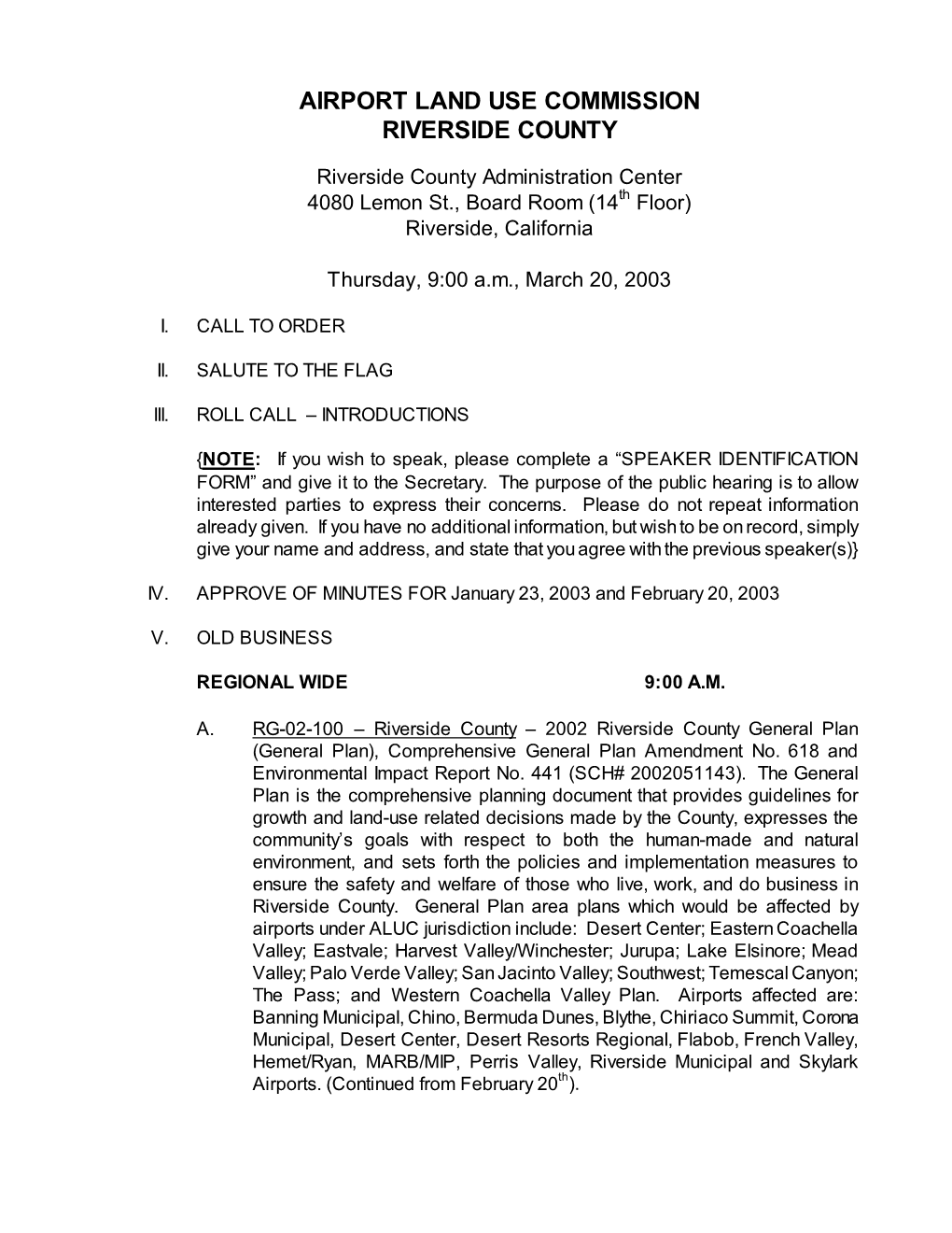 Airport Land Use Commission Riverside County