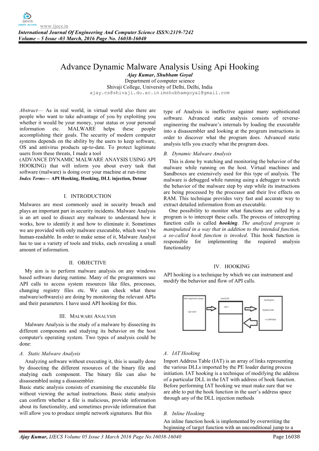 Advance Dynamic Malware Analysis Using Api Hooking