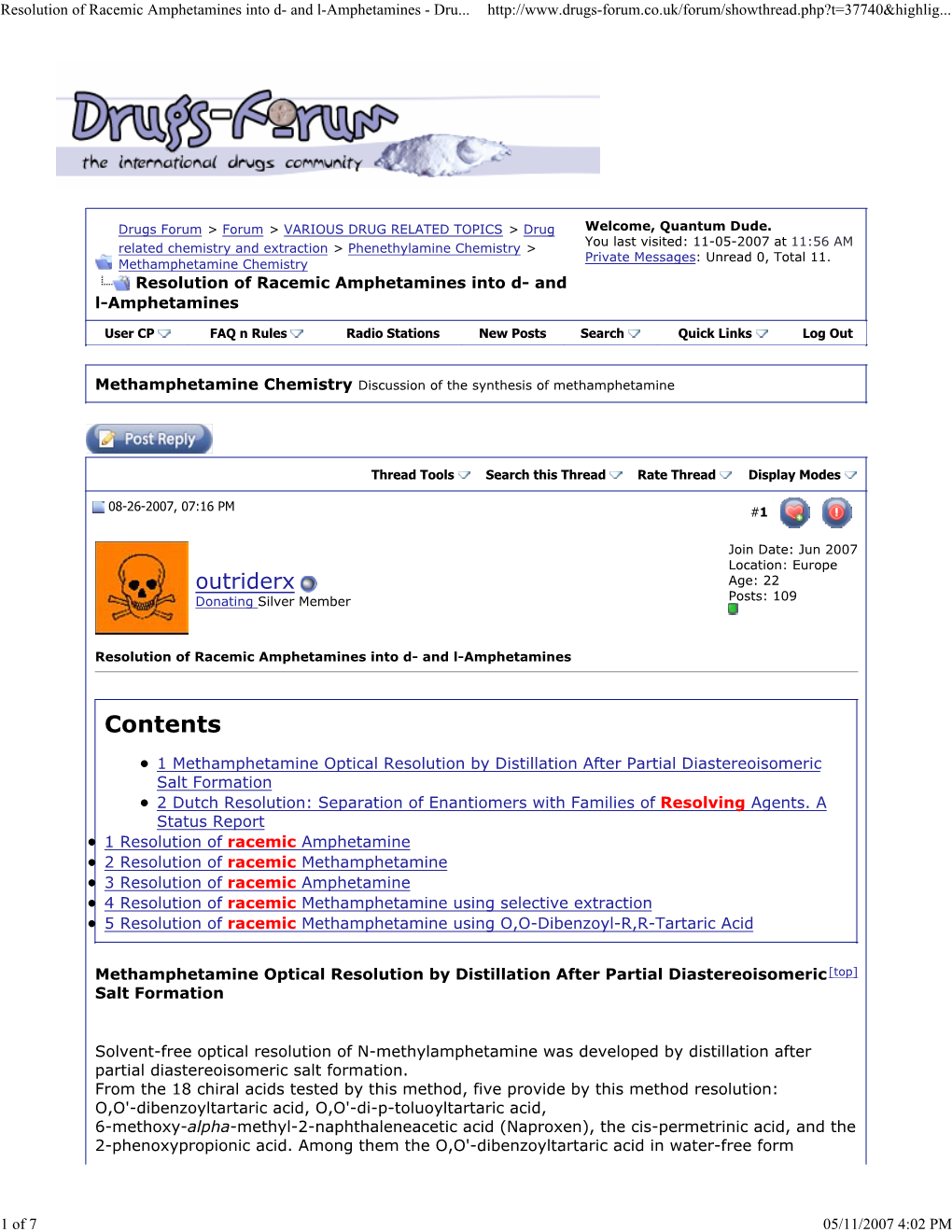 Resolution of Racemic Amphetamines Into D- and L-Amphetamines - Dru