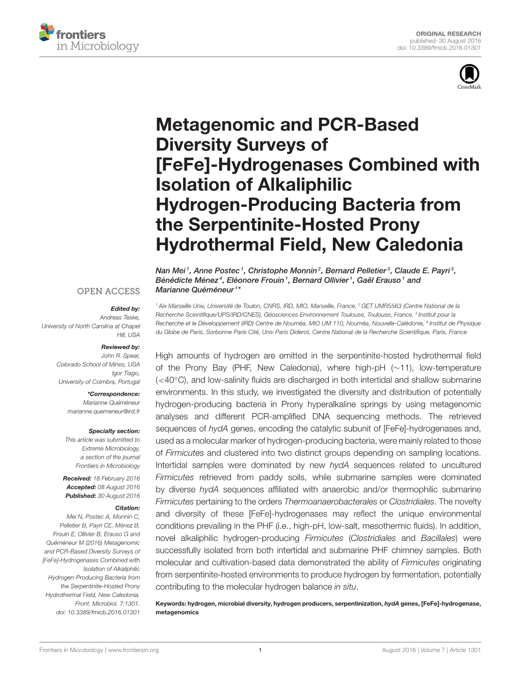 Metagenomic and PCR-Based Diversity Surveys of [Fefe