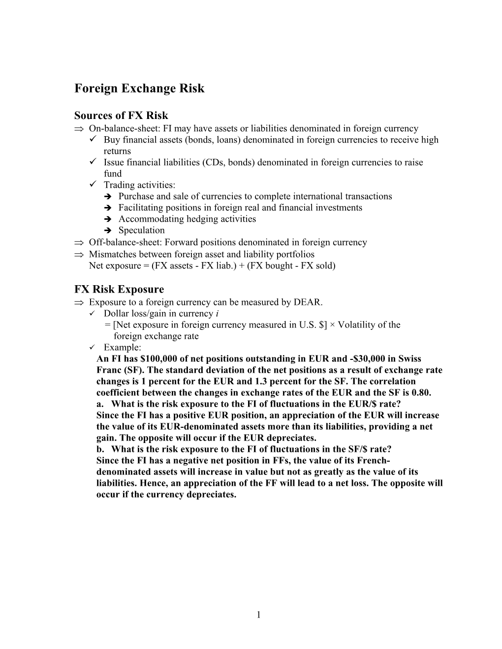 Foreign Exchange Risk