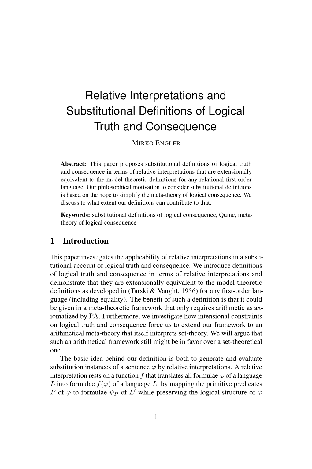 Relative Interpretations and Substitutional Definitions of Logical