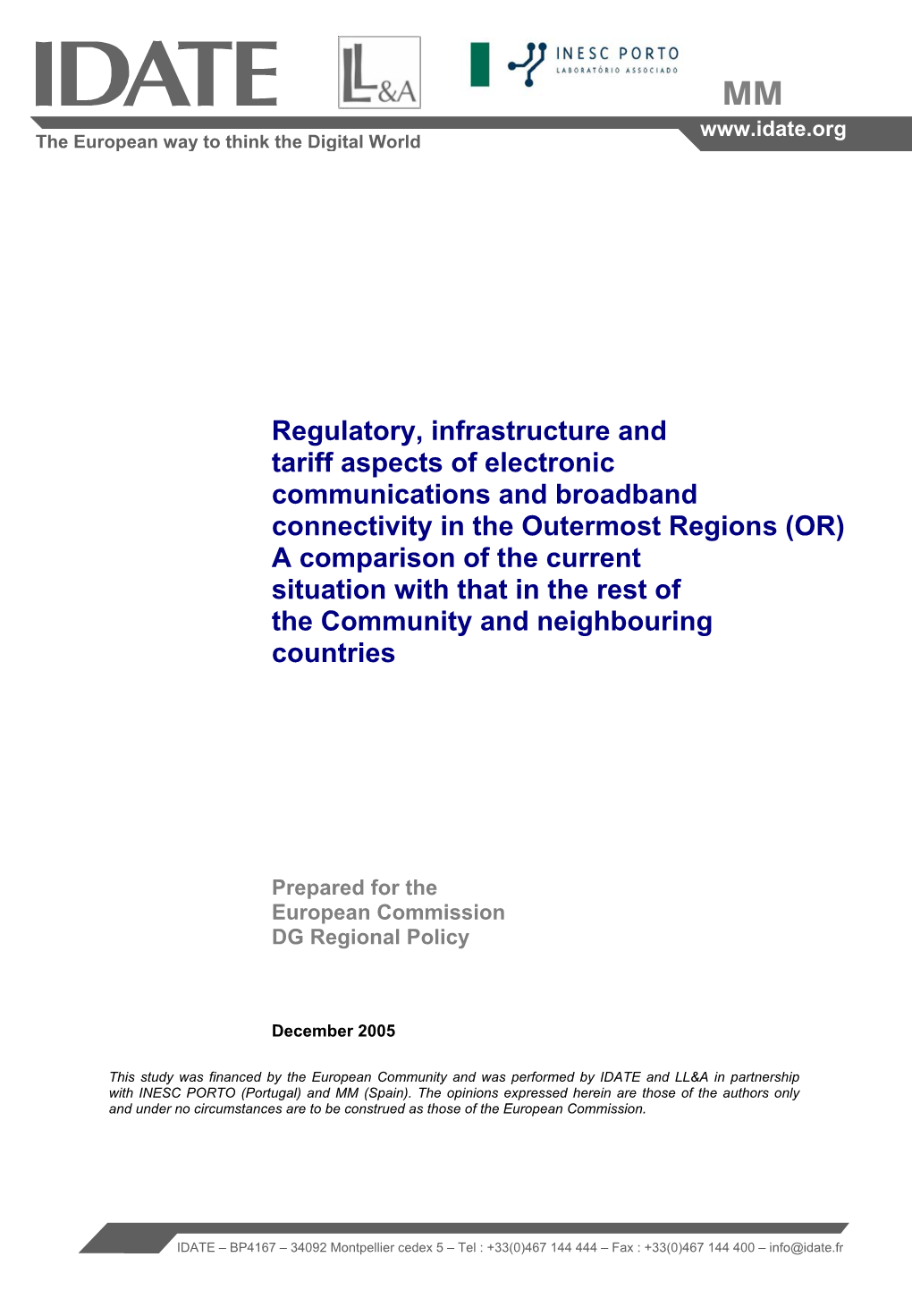 Regulatory, Infrastructure and Tariff Aspects of Electronic