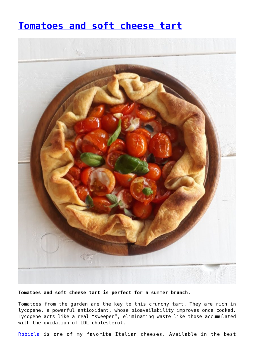 Tomatoes and Soft Cheese Tart