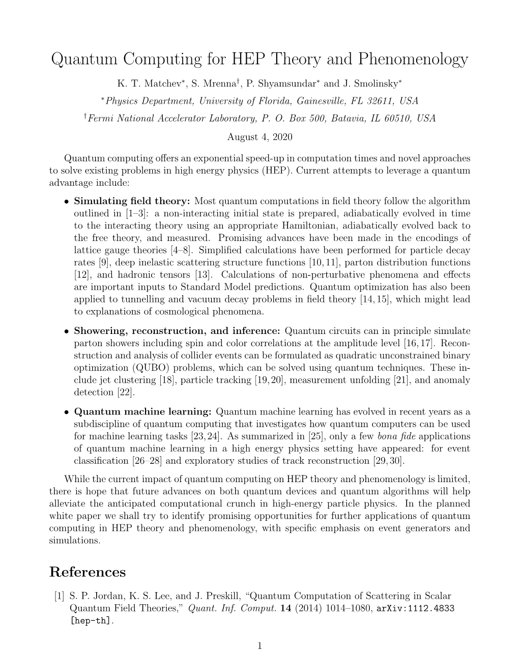 Quantum Computing for HEP Theory and Phenomenology