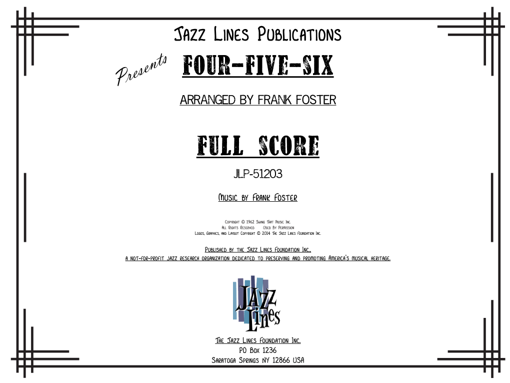 Four-Five-Six Presents Arranged by Frank Foster Full Score