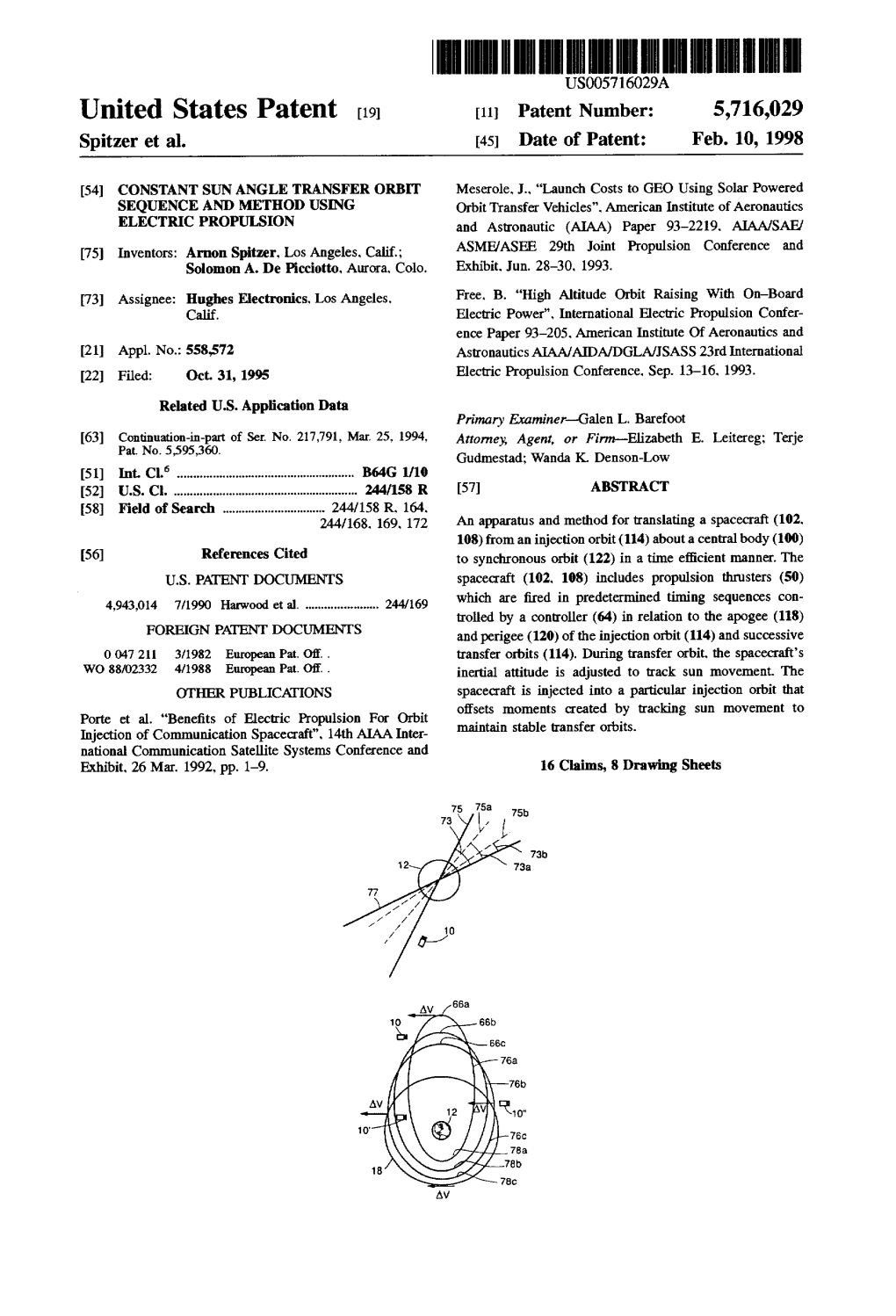 United States Patent (19) 11 Patent Number: 5,716,029 Spitzer Et Al