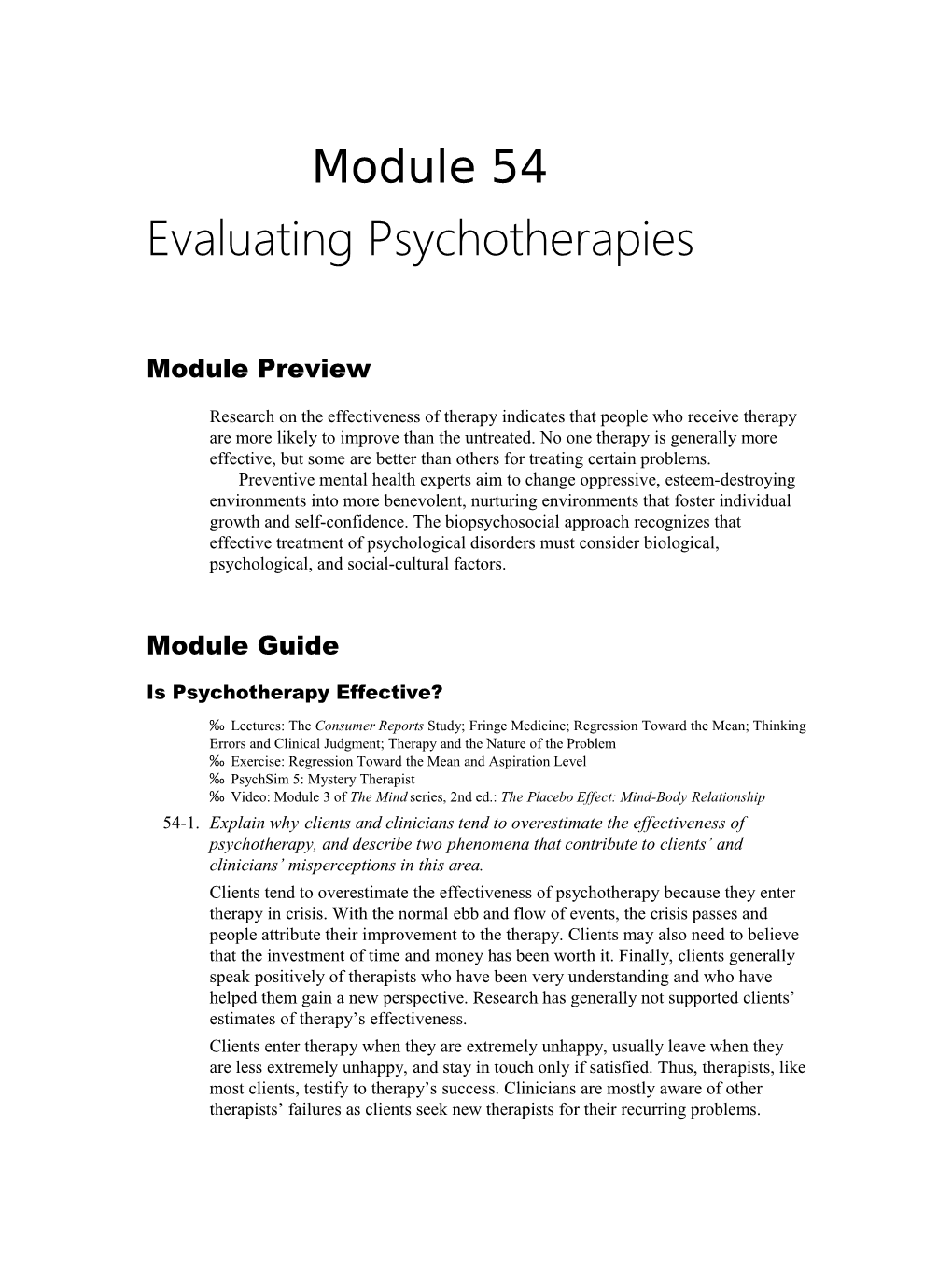 Evaluating Psychotherapies