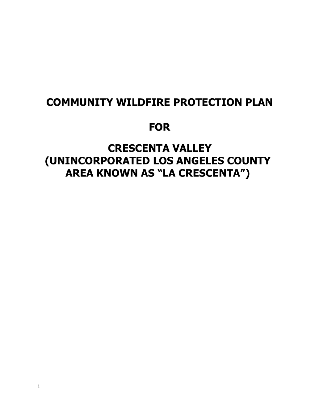 Community Wildfire Protection Plan For