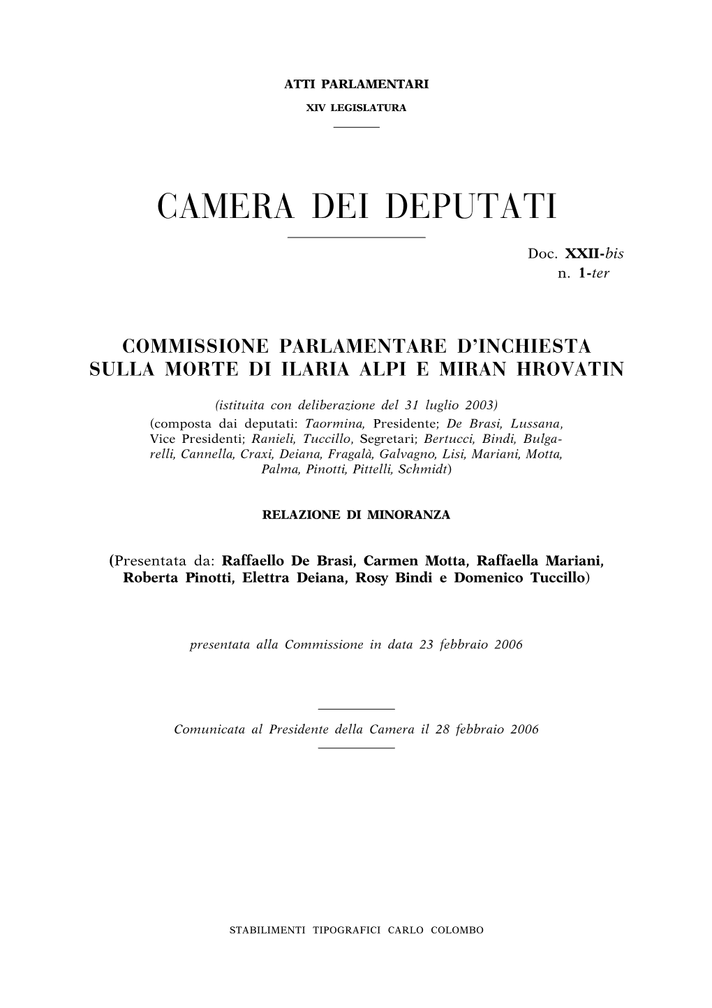 Commissione Alpi – Relazione De Basi Motta