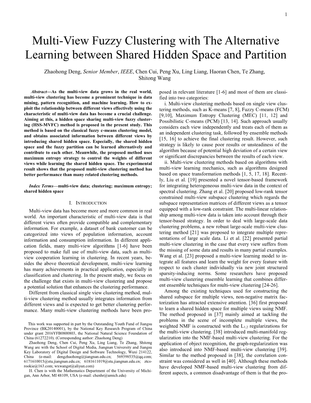 Multi-View Fuzzy Clustering with the Alternative Learning Between Shared Hidden Space and Partition