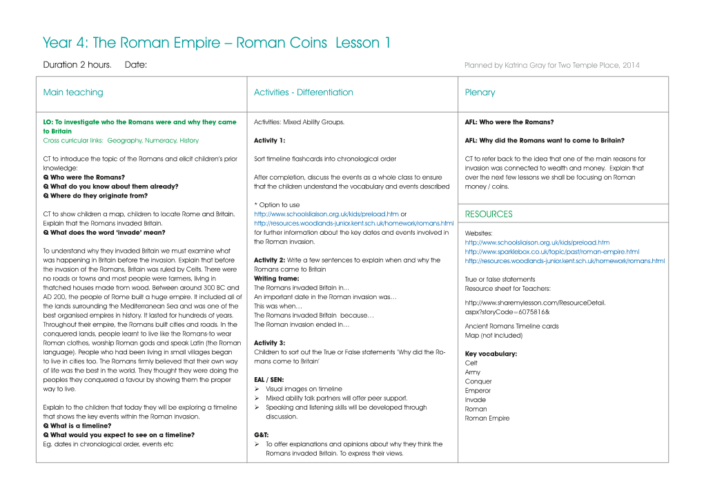 The Roman Empire – Roman Coins Lesson 1