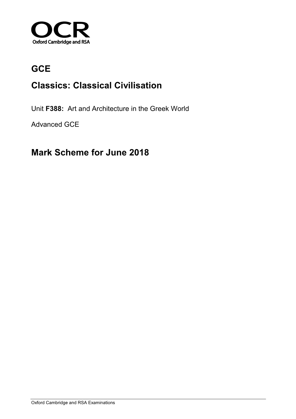 Mark Scheme for June 2018