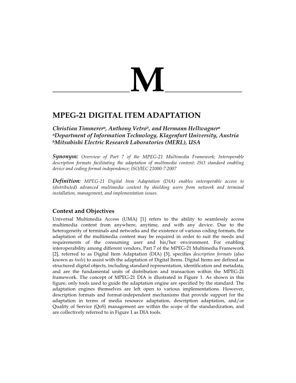 Mpeg-21 Digital Item Adaptation