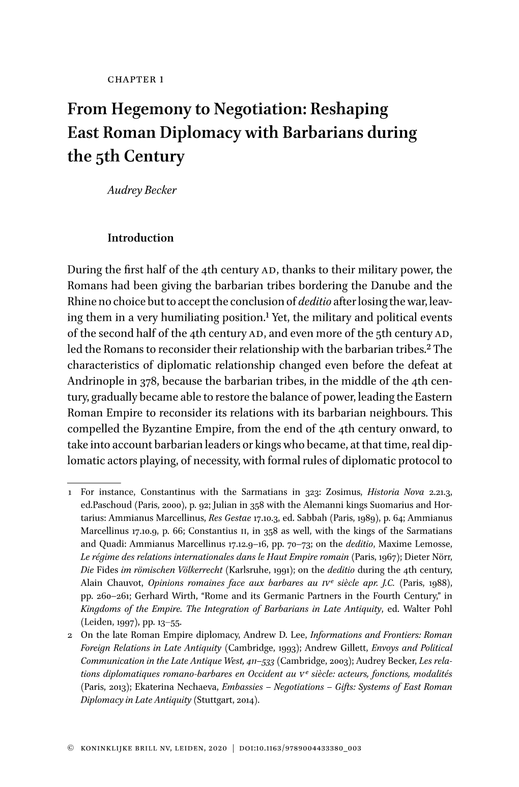 Reshaping East Roman Diplomacy with Barbarians During the 5Th Century