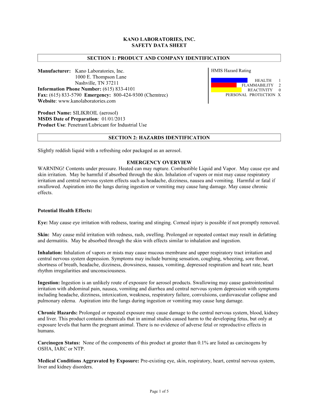 Section 1: Product and Company Identification s1