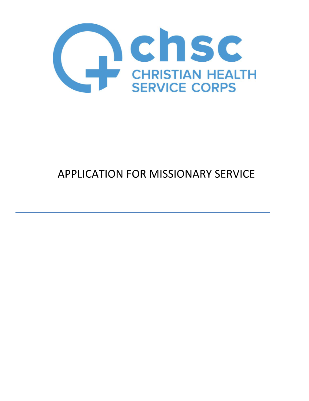 Application for Missionary Service