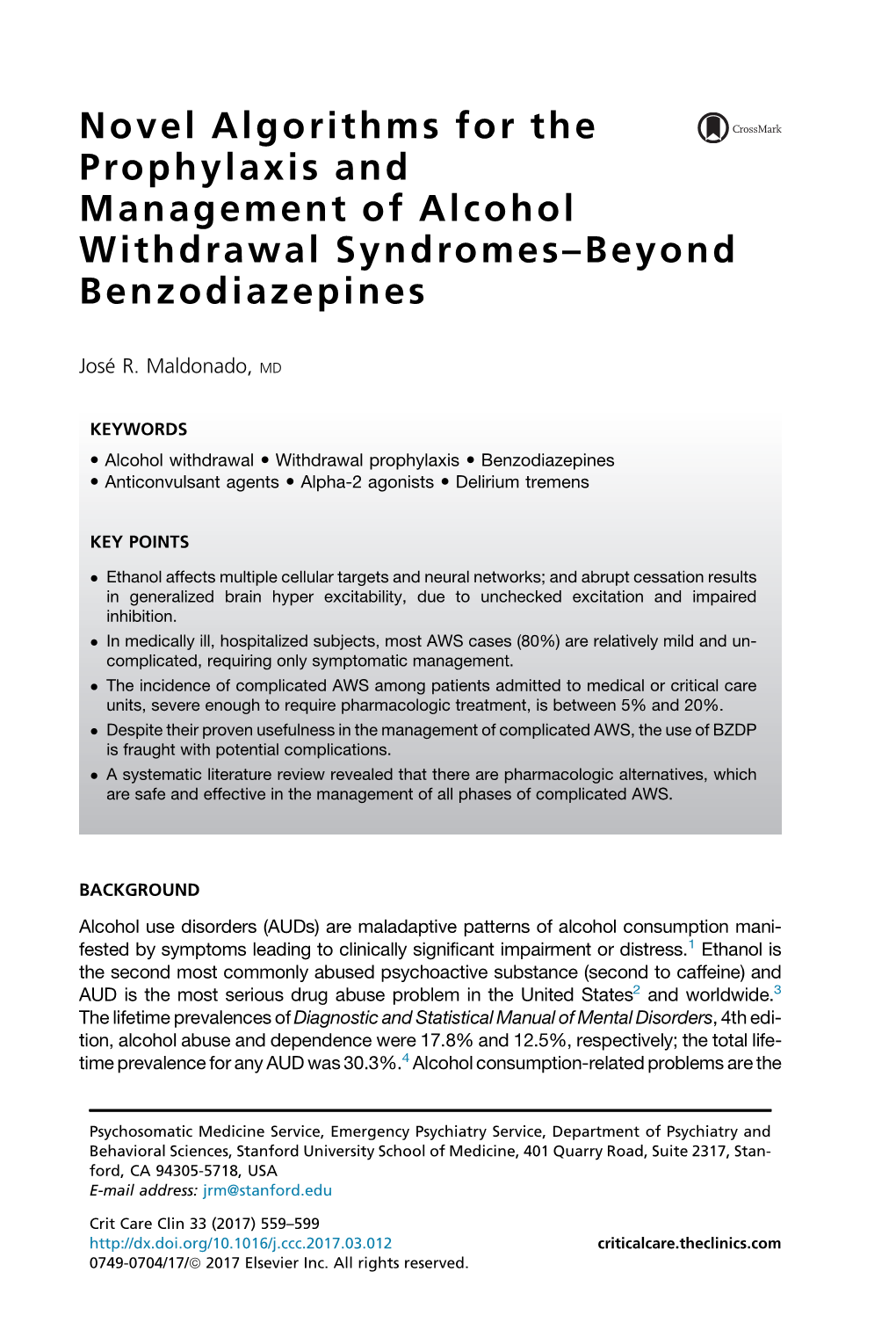 Novel Algorithms for the Prophylaxis and Management of Alcohol Withdrawal Syndromes–Beyond Benzodiazepines