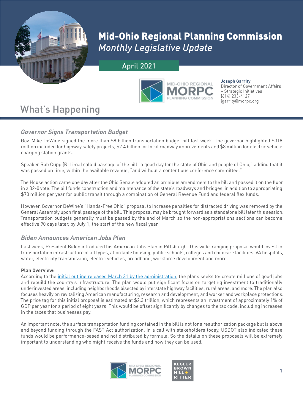 April 2021 Monthly Legislative Update