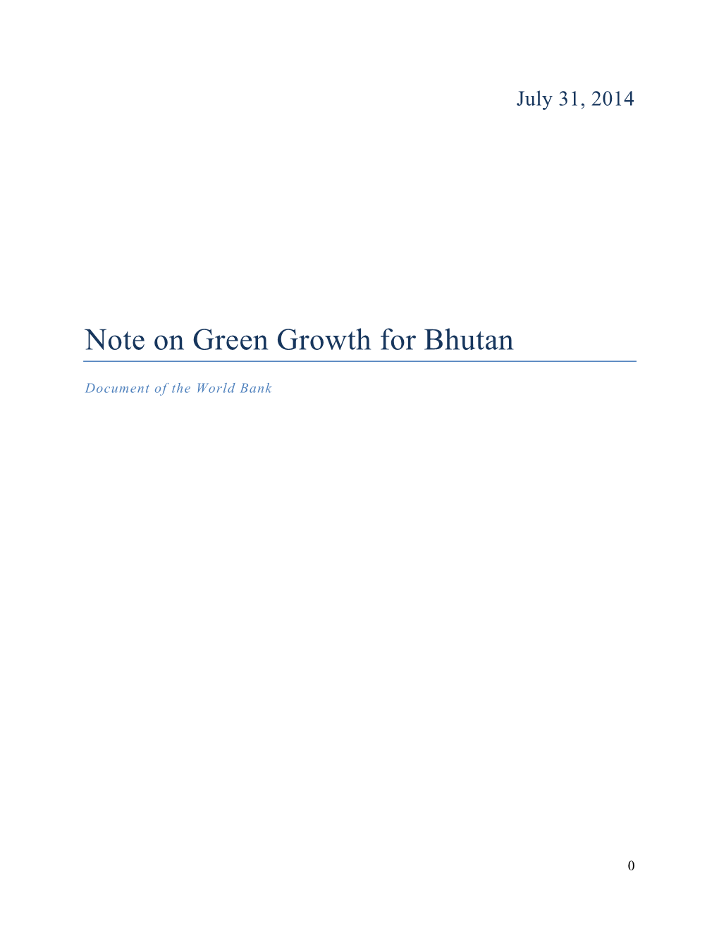 Bhutan Green Growth Policy Note 7.31.14